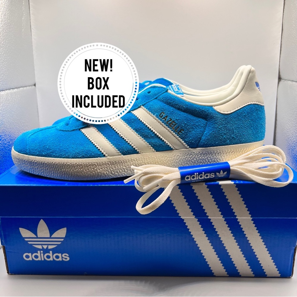 NEW! Adidas Originals Gazelle Low Mens Casual Shoes Aqua Blue White GY7337 Sz 9‎